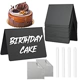 NUOBESTY 30 Kleine Kreidetafeln Satz mit 4 Abwischbaren Markern und 2 Mikrofasertüchern Bruchfeste Kleiner Tafeln zum Beschriften bei Gartenparty und Buffet (10 X 7,5 CM)