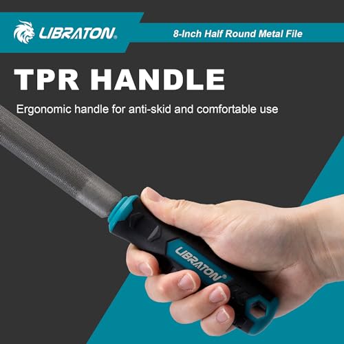 LIBRATON 200MM Halbrunde Metallfeile, Metallfeilenwerkzeug, Feile aus Kohlenstoffstahl, Handfeile für Metall, Metallbearbeitung, Holz, Kunststoff, Feile zum Verfeinern, Formen und Schaben