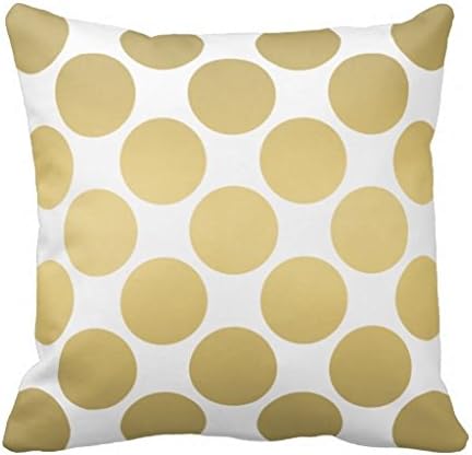 Large Polka Dots Pattern Gold And White Pillow Case