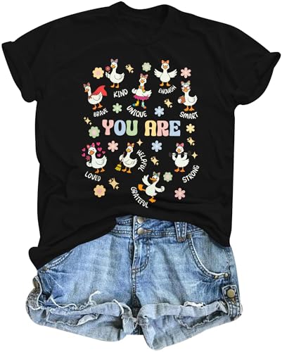 Teacher T Shirts for Women Goose Teacher Shirt Back...