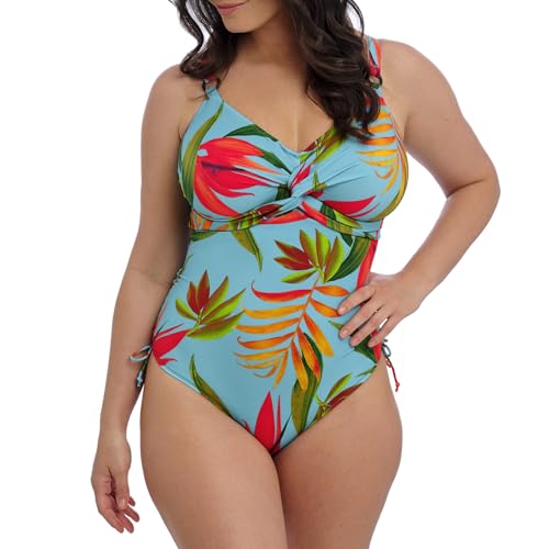 Fantasie Swim Women's Pichola Underwire Twist Front Swimsuit with Adjustable Leg One Piece, Aqua, 38E