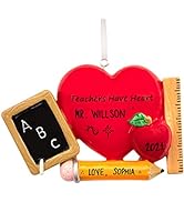UniqXmas Personalized Teacher Christmas Ornament 2023 | Teachers Have Heart Decoration with Apple...