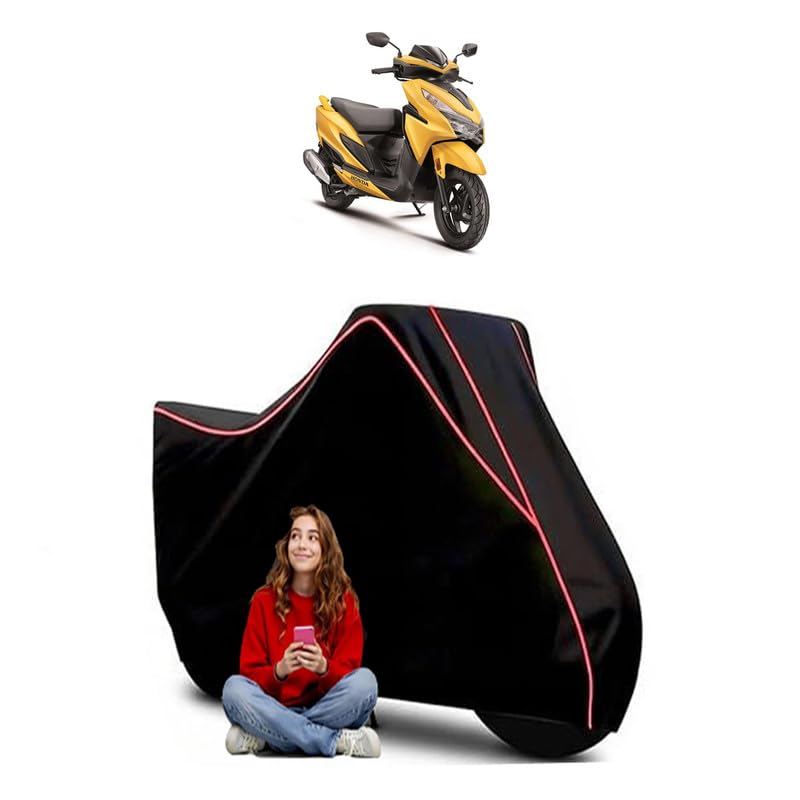Image of Grazia 125 Scooty Bike Cover Water Resistant Outdoor Use Universal Fit Scooters Motorcycles Heavy Duty UV Protection Dust Rain Scratch Resistant Elastic Bottom Black Blue Piping