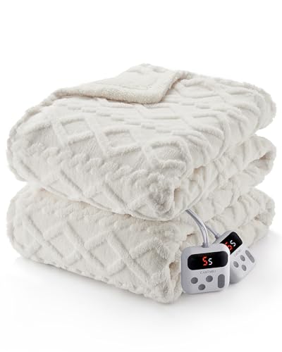 CABIHOME Gift-Worthy Dual Control Electric Heated Blanket Queen Size - 10 Heat Settings, 10-Hour...