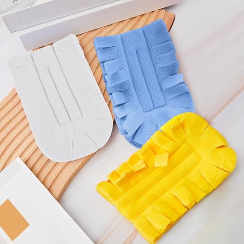 Image of Zubebe 3 Pcs Reusable Duster Refills Fleece,White, Blue, Yellow | Soft Polyester Fiber Flat Duster Refill Multi Surface Washable Cleaning Pad Tools for Home, Blinds, Car, Pet, Furniture, Fans