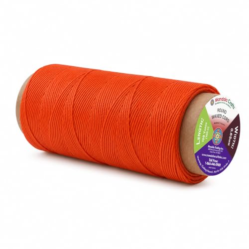 Mandala Crafts 100M 0.65mm Burnt Orange Leather Sewing Round Waxed Thread