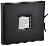 Pioneer 12 Inch by 12 Inch D-Ring Sewn Leatherette Scrapbook Box, Black