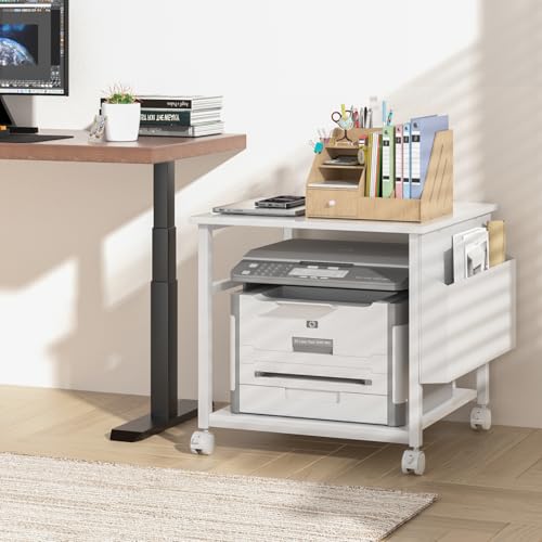 Image of Lerliuo White Large Printer Stand with Storage