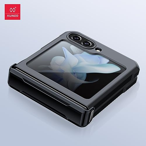 Image of PRITO Samsung Galaxy Z Flip 5 Case-Clear Beatle Slim Phone Case With Hard Pc Back,Soft Tpu Edges,Hinge,Non-Yellowing,Shockproof Protective Cover For Z Flip 5 5G (Samsung Galaxy Z Flip 5)