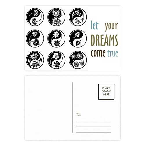 Culture Yin-Yang lot de 20 cartes postales motif floral pour garder le contact