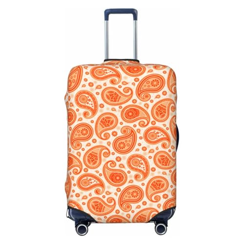 Paisley Pattern Orange Luggage Cover, Protective Washable Suitcase Cover - Travel High Elastic Fibers Suitcase Protector Fits Large