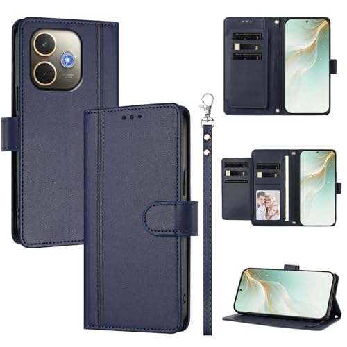 Jiajihua Cover Compatible with Oppo A5 Pro 5G / A5 Energy/Vitality/Endurance Phone Case【Wallet Design Dual Card Slot Cash Flip Kickstand Drop Protection】 Blue