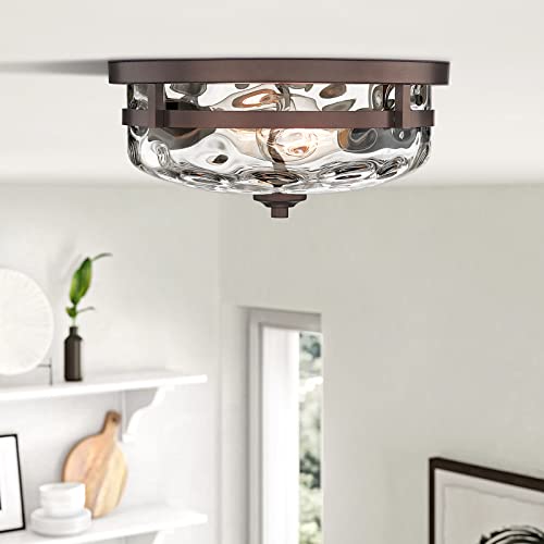 Casia Flush Mount Ceiling Lights, 1 Pack Farmhouse Close To Ceiling Light, Industrial Ceiling Lighting Fixture For Kitchen Hallway Bedroom Living Room Stairwell (Oil Rubbed Bronze) #TOP2