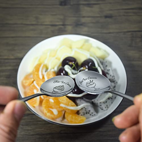 Gifts For Her Him Spoon Valentines Day Gift His Ice Cream Her Ice Cream Engraved Spoons Personalized Gift For Valentine's Day Gift,Birthday Gift,Wedding Gift,Christmas Gift #TOP3