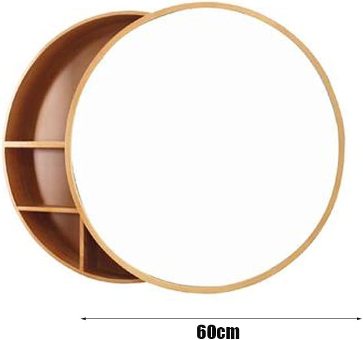 バスルームミラーキャビネット無垢材ラウンドミラー壁掛けバスルーム