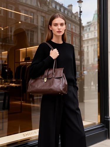 Bolso Tote para Mujer Cuero Vintage Marrón miniatura 3