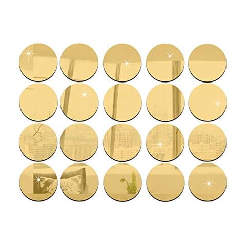 5cm Diameter Round Mirror Sticker, DIY Accessory Decorative Mirror Pieces, Acrylic Mirror Sticker,50pcs/lot (Gold) Cover