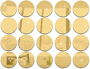 5cm Diameter Round Mirror Sticker, DIY Accessory Decorative Mirror Pieces, Acrylic Mirror Sticker,50pcs/lot Gold