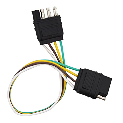 Abn Trailer Wire Extension, 1Ft, 4-Way 4-Pin Plug Flat 20 Gauge – Hitch Light Trailer Wiring Harness Extender #TOP2