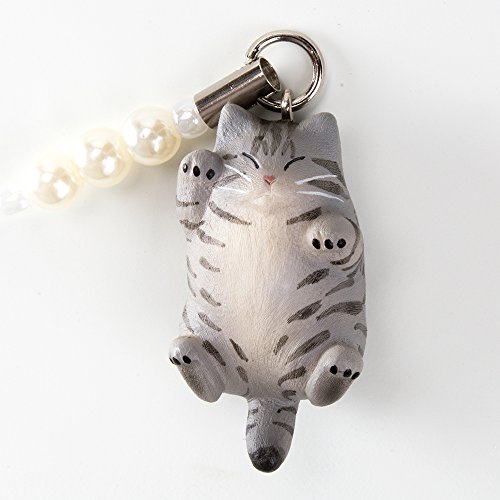 Pet Lovers Big Gray Good Luck Cat Hand Made Cat Beads Cell Phone Strap #TOP3
