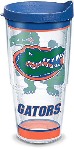 Tervis 1343743 フロリダゲーターズ トラディション 断熱タンブラー ラップとブルーの蓋付き 24オンス クリア（Amazon）