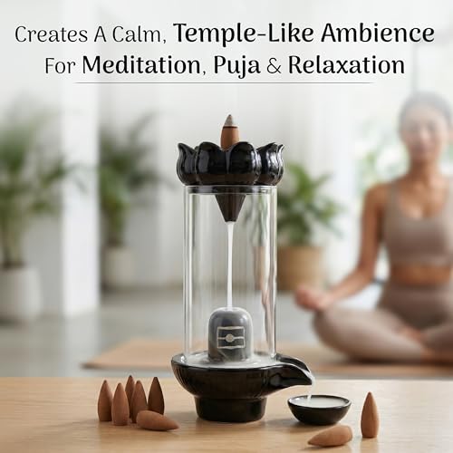 Image of Cycle Pure Navin Shivling Abhishekam Backflow Incense Burner with 20 Premium Cones - Spiritual Smoke Waterfall Decor