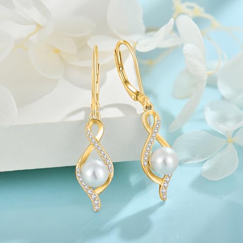 Freshwater Pearl Drop Earrings for Women 925 Sterling Silver Infinity Twisted Dangle Earrings Pearl Jewelry for Her4