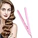 Mini-Haarglätter, 4 Farben 2 in 1 Mini-Lockenwickler aus Eisen Keramik-Turmalin-Platte Beauty Glätteisen-Heizlockenwickler für alle Haartypen Bringt glänzendes und seidiges Haar (Rosa)