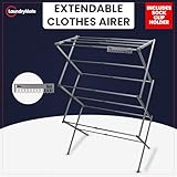 Laundry Mate Extendable Clothes Airer with Sock Clips - 3 Tier Space Saving Foldable Laundry Rack - Heavy Duty Clothes Horse Dryer Rack for Indoor & Outdoor - Extends up to 71CM 11 Hanging Poles - Image 2