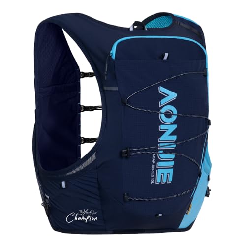 AONIJIE Running Hydration Vest Lightweight & Large Capacity Running Vest for Women Men, Hydration Backpack Fits 6.8" Phones (Navy Blue, Small)