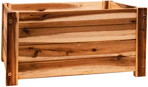 Thirteen Chefs Villa Acacia Wooden Planter Box - 20 Inch Rectangular Wood Planter For Garden, Patio, Window, Home Decor - Acacia Wood Plant Stand For Indoor Or Outdoor Gardening #TOP6