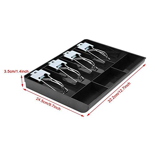 Kassenschublade Register Einsteckfach Ersatzkassierer mit Metallclip 4 Banknoten 3 Münzen für Petty Cash Money Storage Box(01)