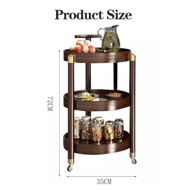 Wood Side Table 3-Tier Modern End with Wheels,Small Round Nightstand Bedside Table,Mobile Unit Organizer Serving Trolley Storage Cart for Kitchen(Style-1) (Style)-6tkJBaTO