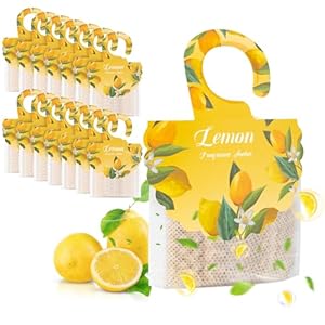 18 Pack Lemon Scented Sachet Bags for Drawer and Closet – Air Fresheners for Home & Closet, Long-Lasting Hanging Fragrance Sachet for Wardrobes, Cars, Storage, Deodorizer Smell Goods for House