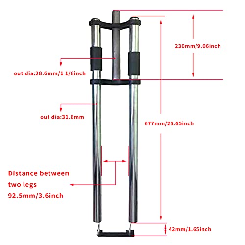 Cdhpower Bicycle Fork 26" And 1 1/8" Headset Combo - Triple Tree Non Suspension Fork W/Double Shoulder With Black-26 Aluminum Mag Wheels #TOP3