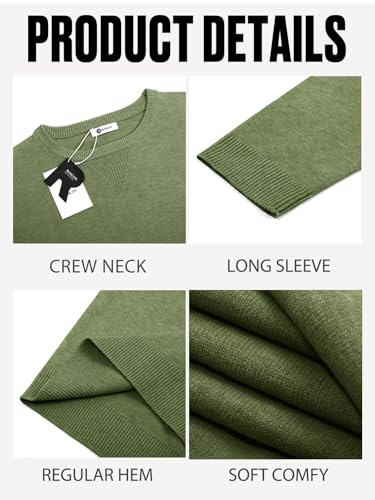 Image of Runcati Mens Crewneck Sweaters Casual Knit Lightweight Dress Sweater Long Sleeve Slim Fit Fall Winter Pullover