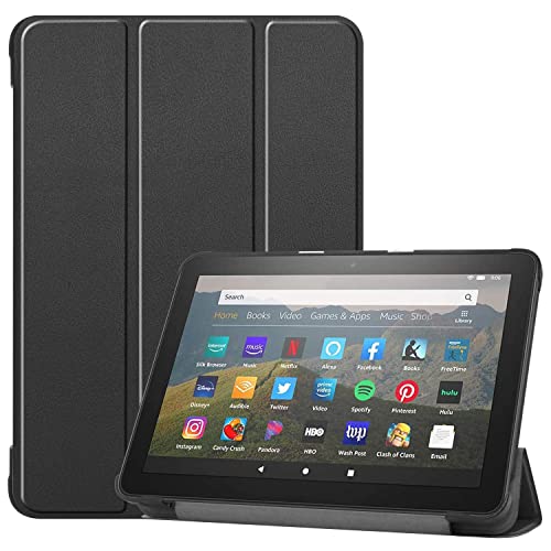 Fire HD 8 & 8 Plus Tablet Case(12/10th Gen 2024/22/20 Release) Smart Trifold Stand With Soft TPU Back Case Auto Sleep/Wake(Black)