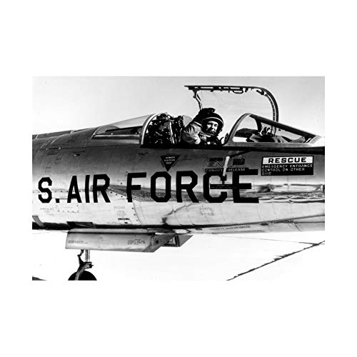 Wee Blue Coo Military Air Plane Fighter Black White Chuck Yeager Nf-104 Wall Art Print