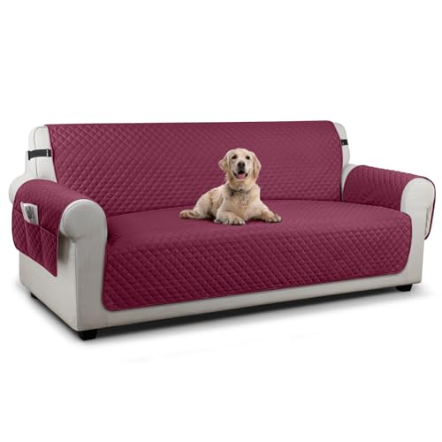 Image of TAOCOCO Sofa Covers 3 Seater, Settee Covers, Sofa Slipcovers, Pet Couch Covers, Non Slip Sofa Covers, Washable Sofa Protectors for Dogs, Red
