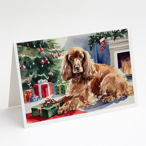Caroline's Treasures DAC2635GCA7P Cocker Spaniel Cozy Christmas Greeting Cards Pack of 8 Blank Cards with Envelopes Whimsical A7 Size 5x7 Blank Note Cards