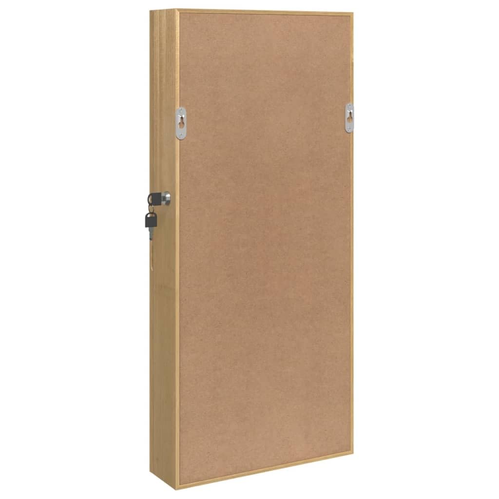Szafka na biżuterię z lustrem do montażu na ścianie, lustro dekoracyjne, lustro łazienkowe, lustro kosmetyczne, lustro do makijażu, lustro do korytarza, 30 x 8,5 x 67 cm, zamykana, do