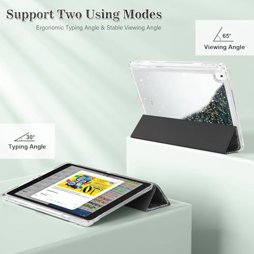 Ne perdez plus votre stylet coque iPad 10.2 paillettes anti-choc noire