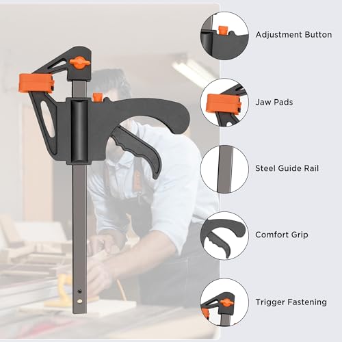 YSDMY 5 Stück Quick Grip Klemmen Schnellgriffklemmen,4-Zoll Ratschenstangenklemmen Einhandstangenklemme für Holz Schnelle und einfache Klemmung