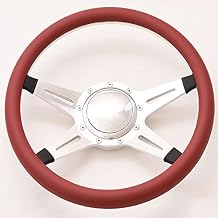 14 Billet Half Wrap 9 Bolts Steering Wheel with 2 Dish and Horn ButtonBurgundy