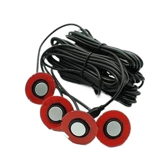 Sensor De Aparcamiento Delantero Y Trasero Radar Marcha Atrás para Coche Parktronic 4 Sensores Sensor Aparcamiento, Zumbador Detector Asistencia, Sonda Plana, Kit 12 V Universal(Plata)