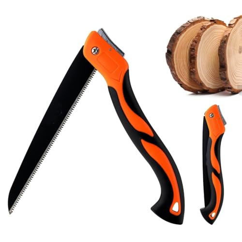 Folding Pruning Saw & Folding Hand Saw with 10 Inch SK-5 Steel Blade, Secure Lock & Non-Slip Ergonomic Handle - Heavy Duty Portable Foldable Tool for Gardening, Camping, Wood Cutting, Tree Trimming