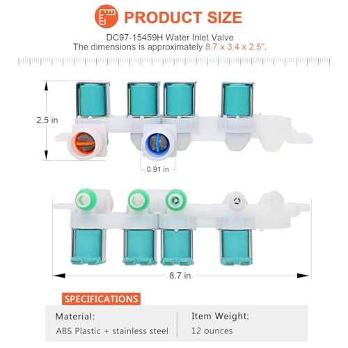 2026 Upgrade DC97-15459H Water Inlet Valve Fit for Samsung Washer, Replace AP5621731, PS4220862, EAP4220862, For WA45H7000AW/A2 WA45M7050AW/A4 WA400PJHDWR/AA WA50R5400AV/US - 5 Years Warranty by Beaquicy - Used condition - Image 5