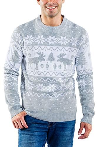 Pull de Noël chaud homme grande taille 3XL résolvant le manque d'espace aux épaules gris