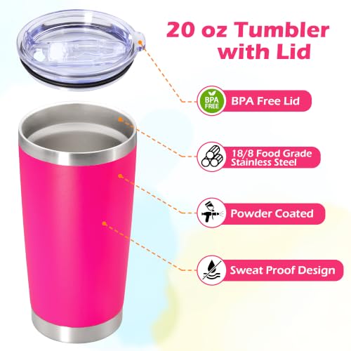 Image of 20oz Tumbler Insulated Tumblers Vacuum Coffee Mug with Lid Hot Pink 12Pack