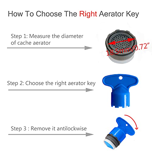 Faucet Aerator Key Removal Wrench Tool With 5 Size M16.5, 18.5, 21.5, 22.5, 24 Recessed Aerator Key Sink Aerator Wrenches For Delta Cache Faucet (5 Size) #TOP3